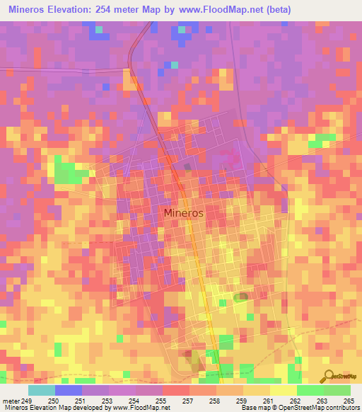 Mineros,Bolivia Elevation Map