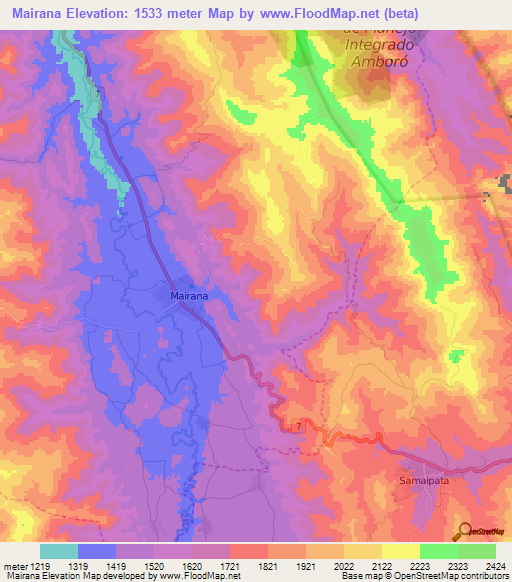 Mairana,Bolivia Elevation Map