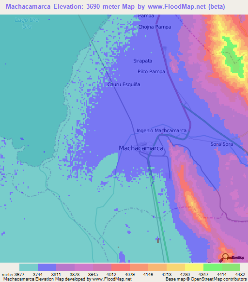 Machacamarca,Bolivia Elevation Map