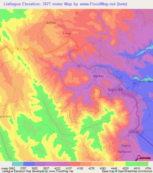 Llallagua,Bolivia Elevation Map