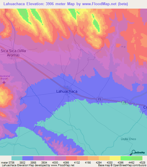 Lahuachaca,Bolivia Elevation Map