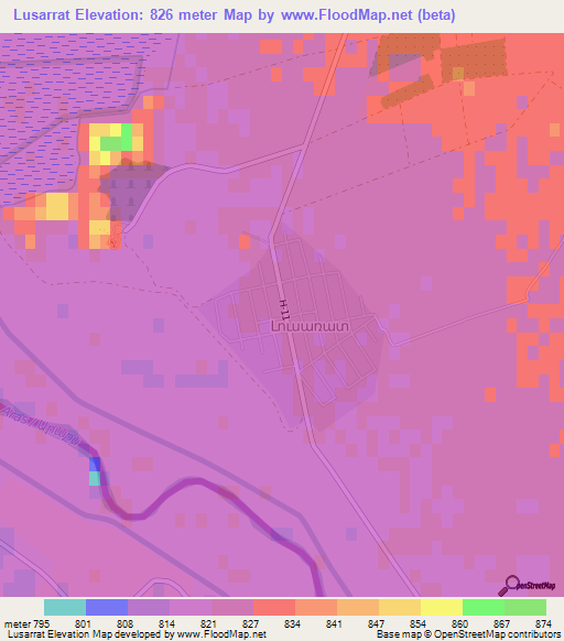 Lusarrat,Armenia Elevation Map