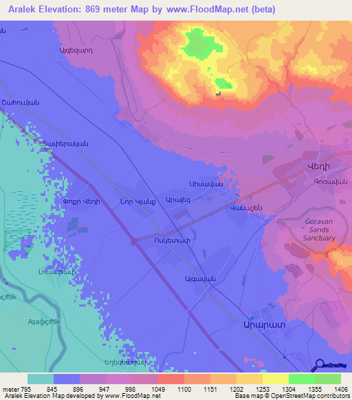 Aralek,Armenia Elevation Map