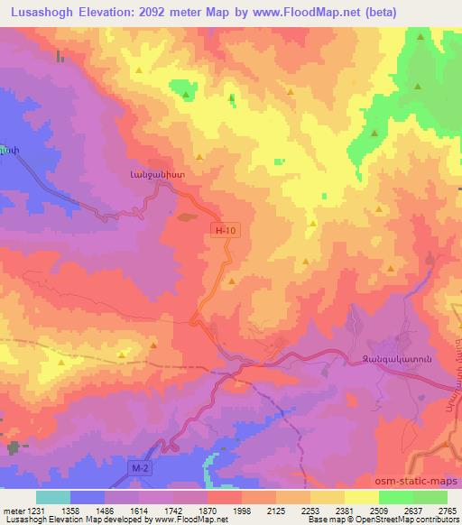Lusashogh,Armenia Elevation Map