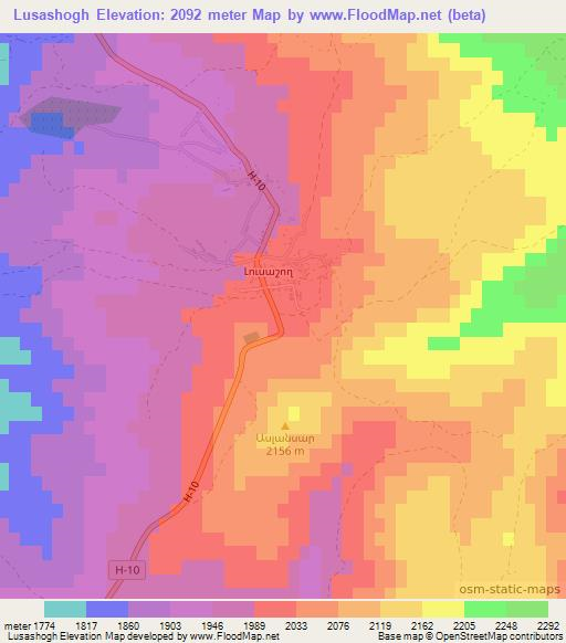 Lusashogh,Armenia Elevation Map