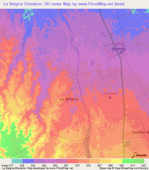 La Belgica,Bolivia Elevation Map