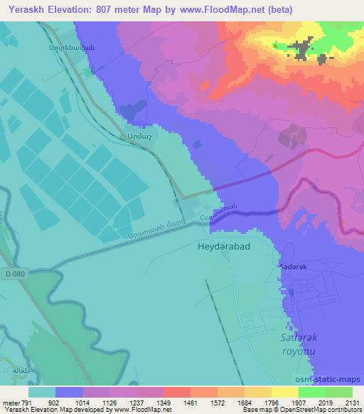 Yeraskh,Armenia Elevation Map