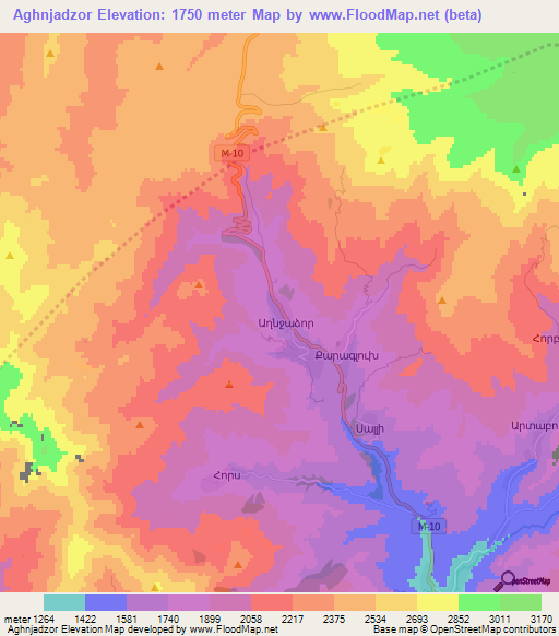 Aghnjadzor,Armenia Elevation Map