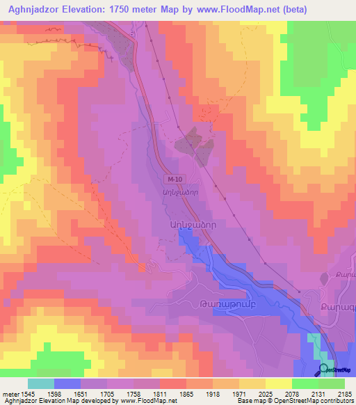 Aghnjadzor,Armenia Elevation Map