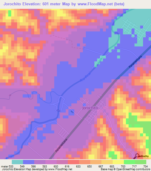 Jorochito,Bolivia Elevation Map