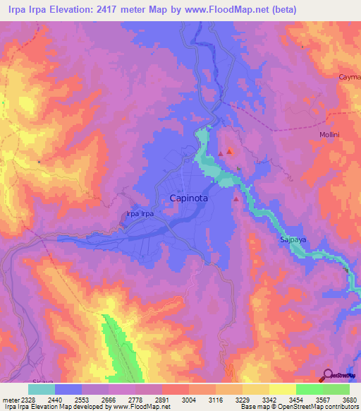 Irpa Irpa,Bolivia Elevation Map