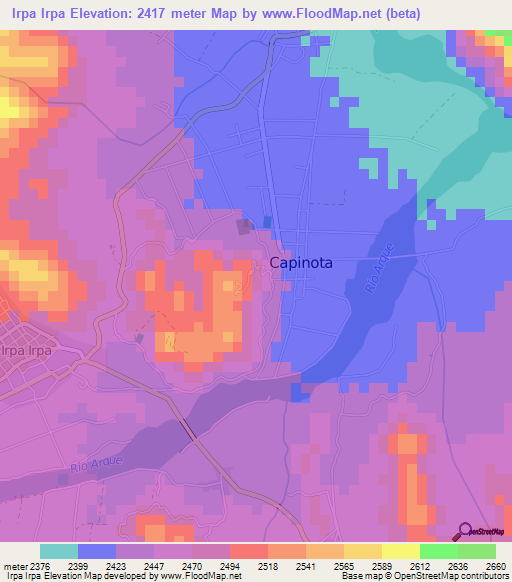 Irpa Irpa,Bolivia Elevation Map