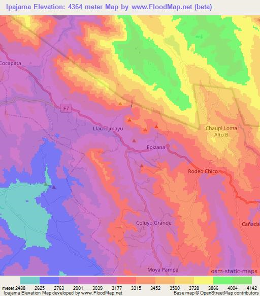 Ipajama,Bolivia Elevation Map