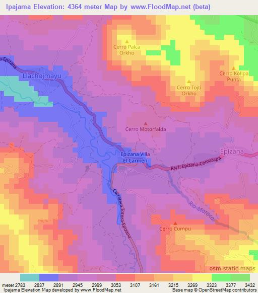 Ipajama,Bolivia Elevation Map