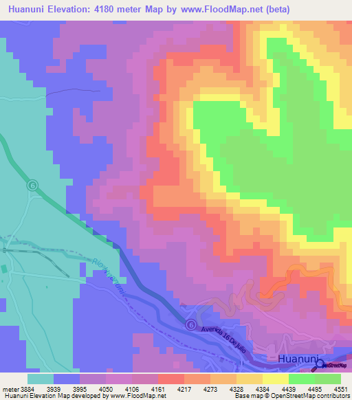 Huanuni,Bolivia Elevation Map