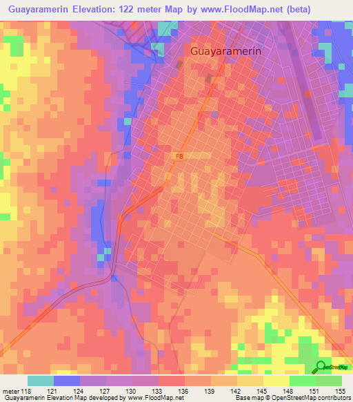 Guayaramerin,Bolivia Elevation Map