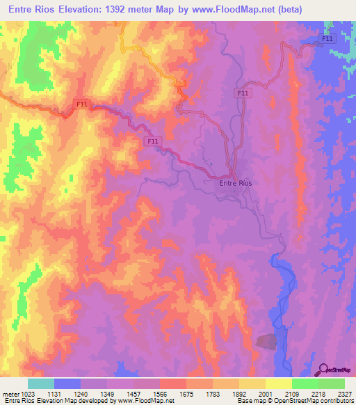 Entre Rios,Bolivia Elevation Map