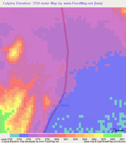 Culpina,Bolivia Elevation Map