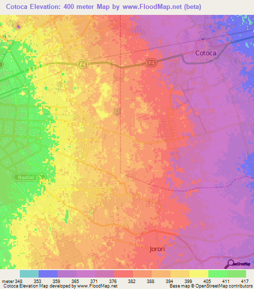 Cotoca,Bolivia Elevation Map