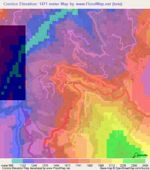 Coroico,Bolivia Elevation Map