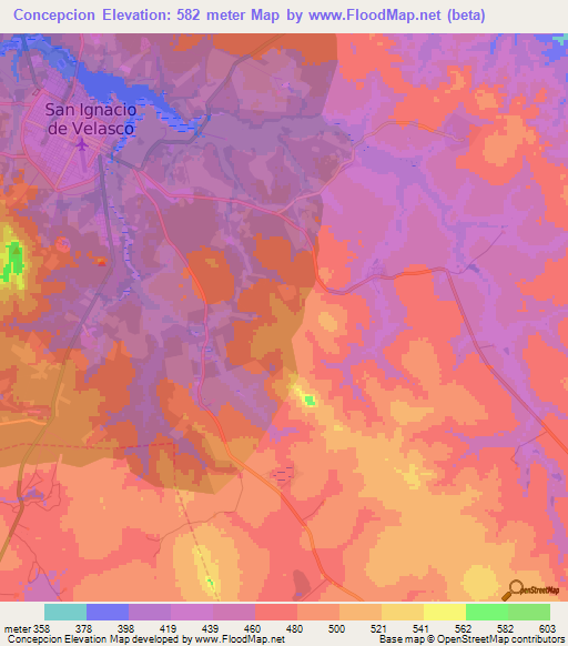 Concepcion,Bolivia Elevation Map