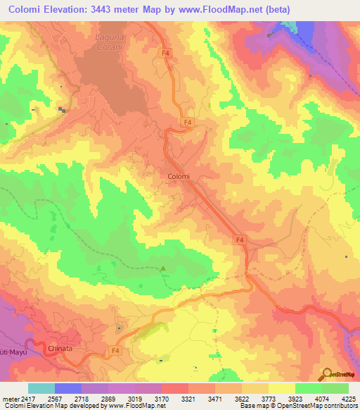 Colomi,Bolivia Elevation Map