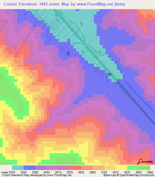 Colomi,Bolivia Elevation Map