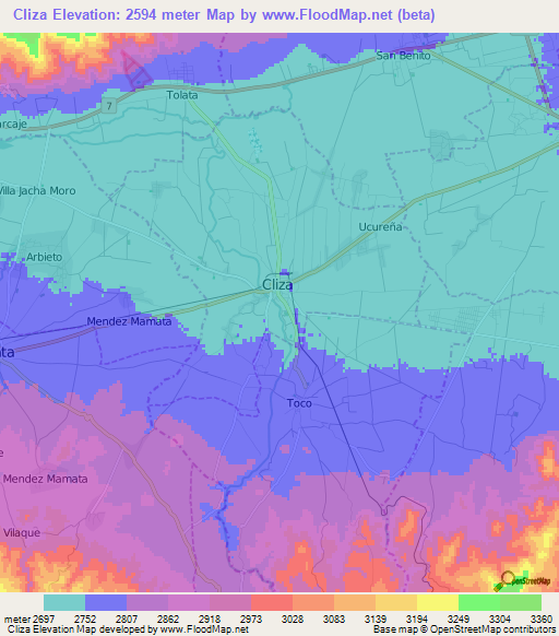 Cliza,Bolivia Elevation Map