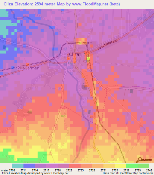 Cliza,Bolivia Elevation Map