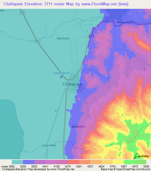 Challapata,Bolivia Elevation Map