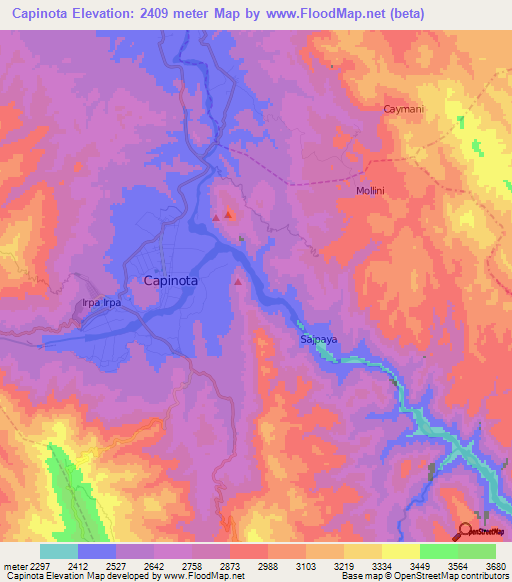 Capinota,Bolivia Elevation Map
