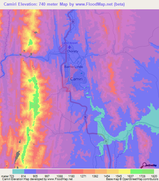 Camiri,Bolivia Elevation Map