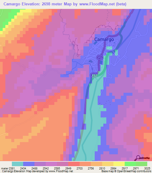 Camargo,Bolivia Elevation Map
