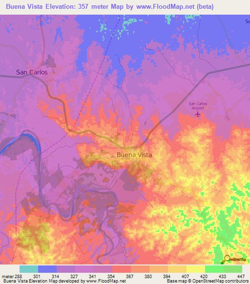 Buena Vista,Bolivia Elevation Map