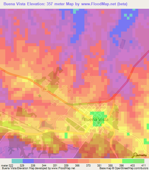 Buena Vista,Bolivia Elevation Map