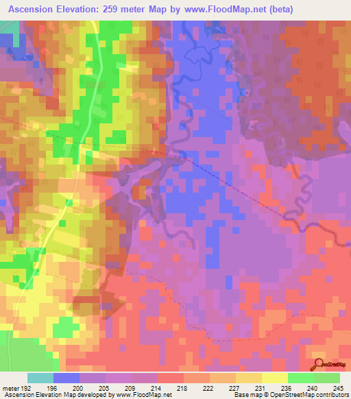 Ascension,Bolivia Elevation Map
