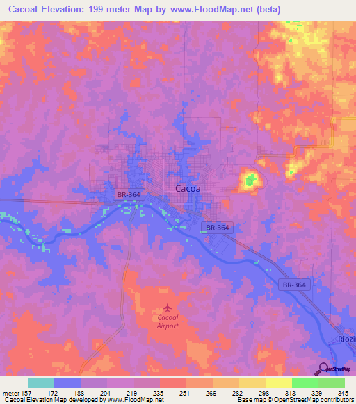 Cacoal,Brazil Elevation Map