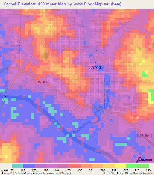 Cacoal,Brazil Elevation Map