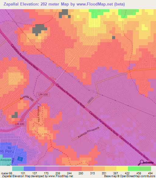Zapallal,Peru Elevation Map