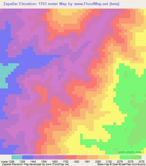 Zapallar,Peru Elevation Map