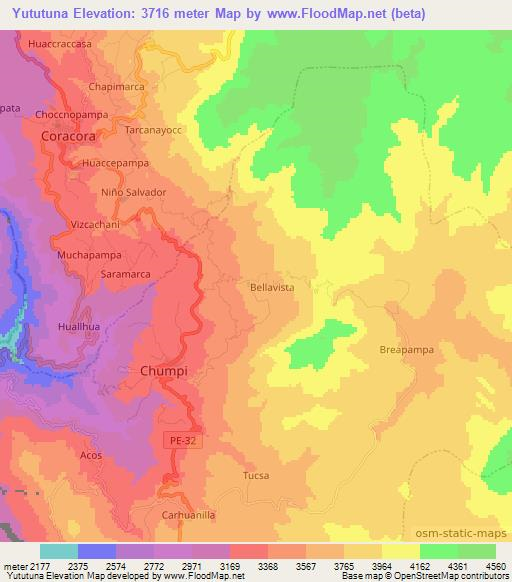 Yututuna,Peru Elevation Map