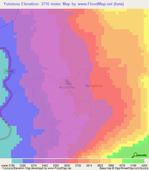Yututuna,Peru Elevation Map