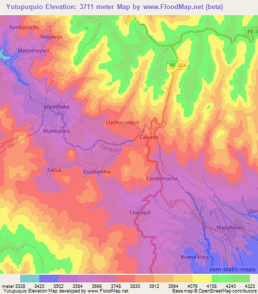 Yutupuquio,Peru Elevation Map