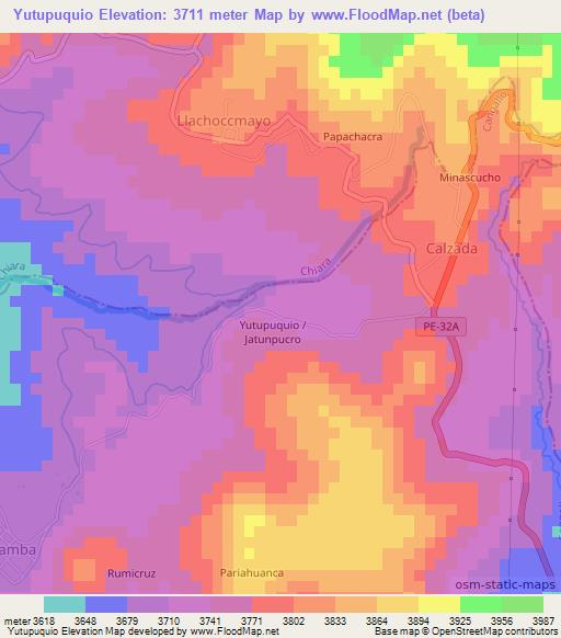 Yutupuquio,Peru Elevation Map