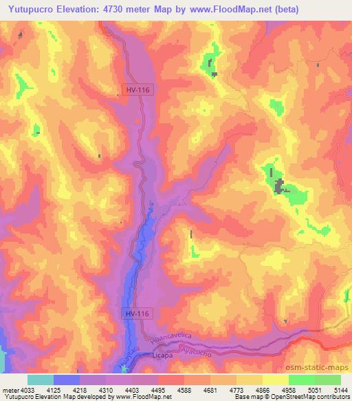 Yutupucro,Peru Elevation Map