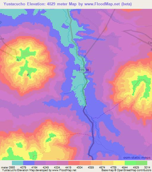 Yustacucho,Peru Elevation Map