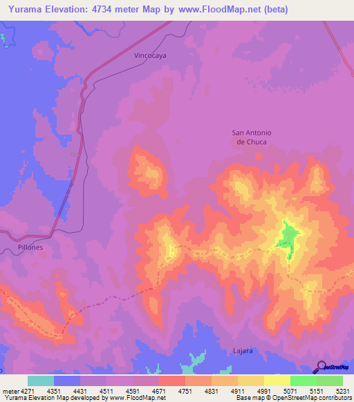 Yurama,Peru Elevation Map