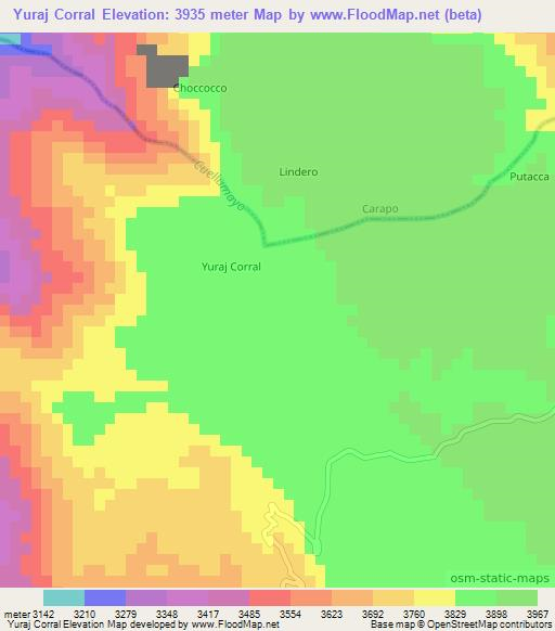 Yuraj Corral,Peru Elevation Map