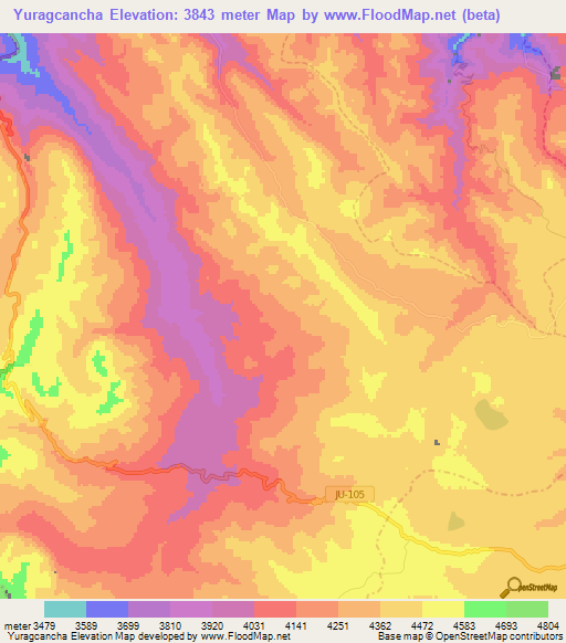 Yuragcancha,Peru Elevation Map