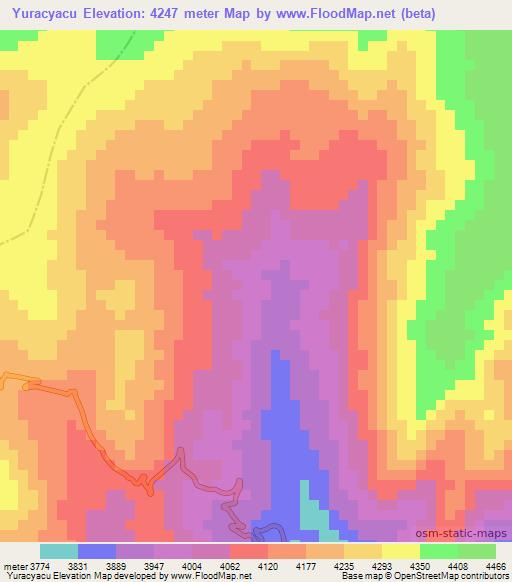 Yuracyacu,Peru Elevation Map